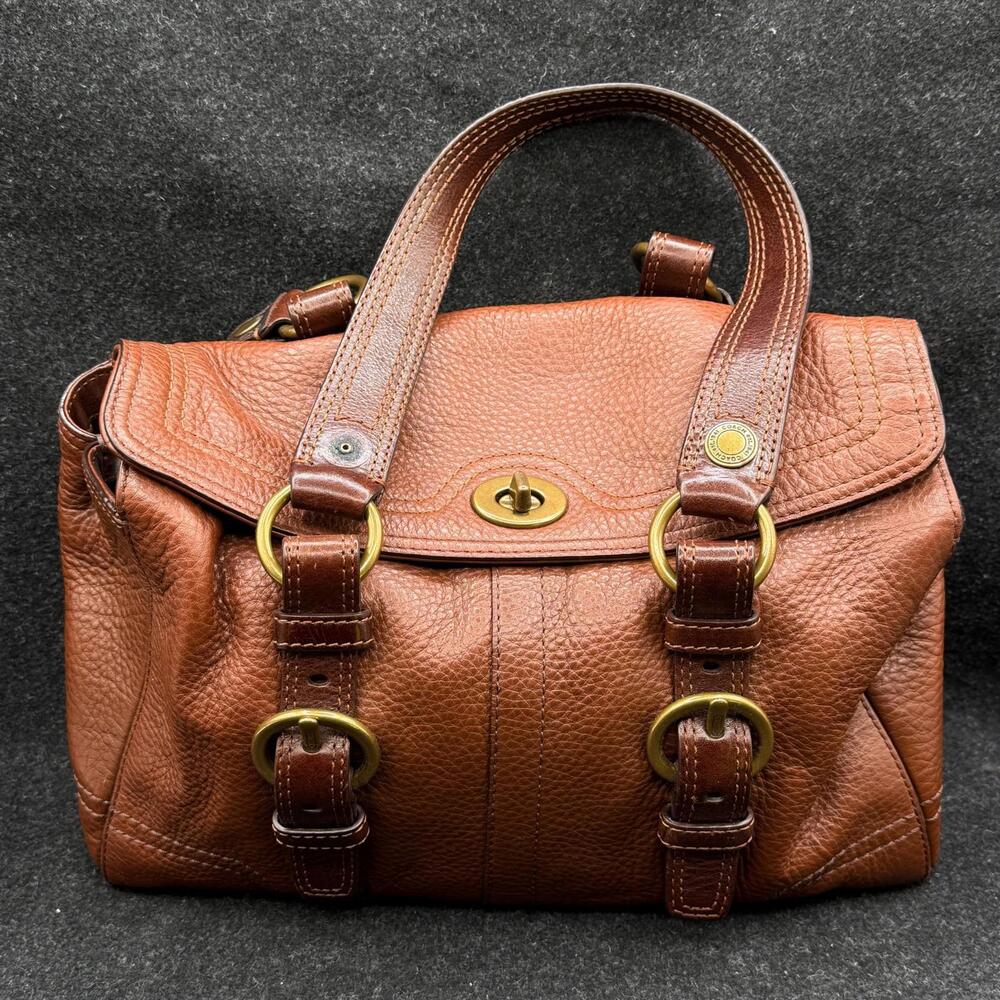 COACH Chelsea Satchel Tote Bag 10953 Brown Pebbled Leather w/ Brass Hardware